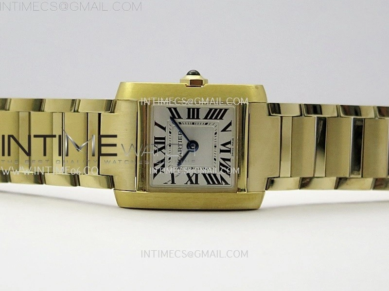Tank Francaise Ladies 21.2mm YG 8848F 1:1 Best Edition Silver Dial on YG Bracelet Ronda Quartz V2